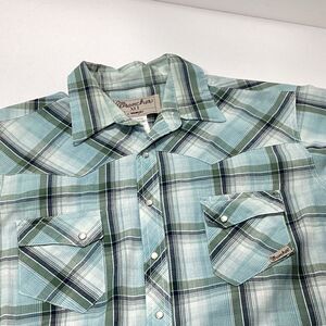 Wrancher By Wrangler Vintage Western Pearl Snap Plaid Shirt XLT